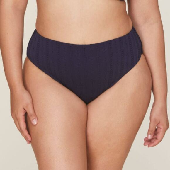 Andie Swim Size L Navy The 90s High Waisted Eyelet Bikini Bottom NWT Coastal - Picture 1 of 6